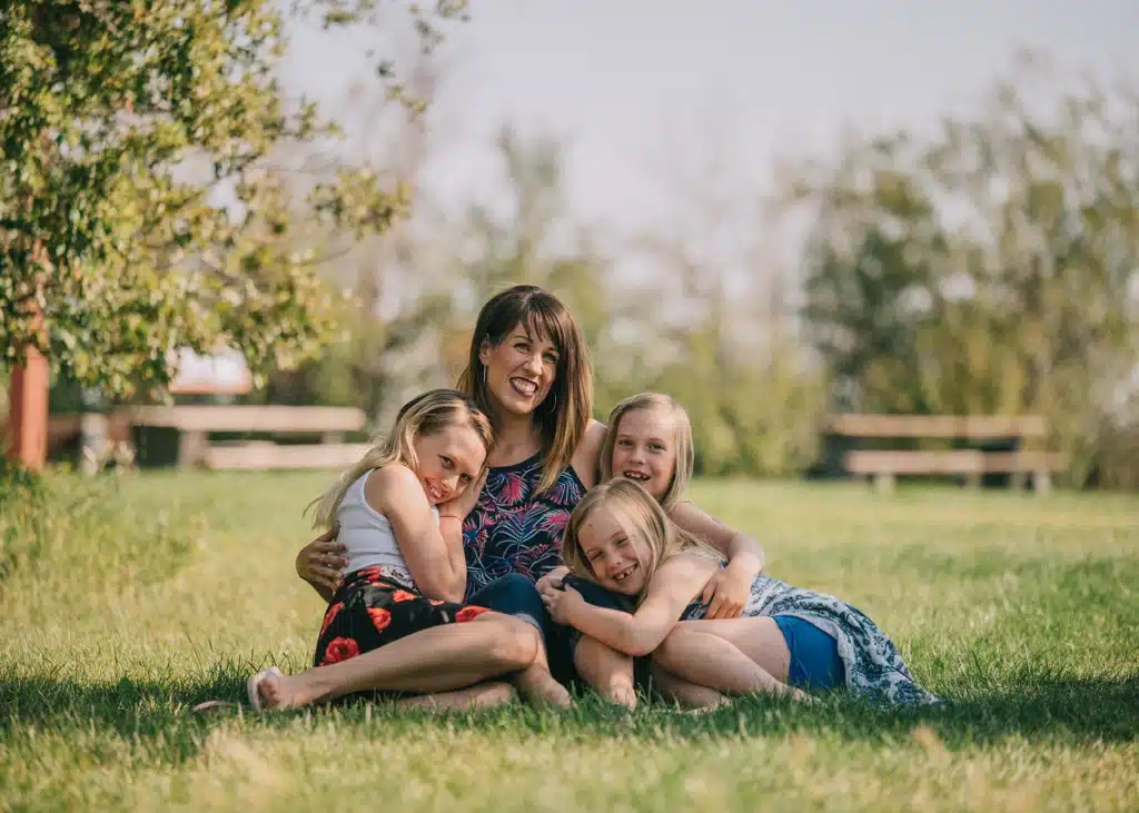 family, mother, daughters, happy mothers day, lawn, grass, outdoors, hugs, portrait, nature, caucasian, mom, mum